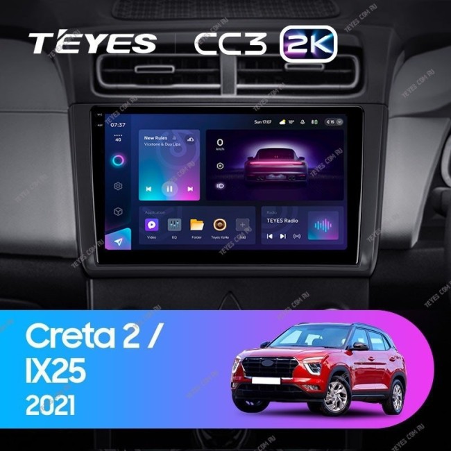 Штатная магнитола Teyes CC3 2K 6/128 Hyundai Creta 2 2021+ (глянец) F2