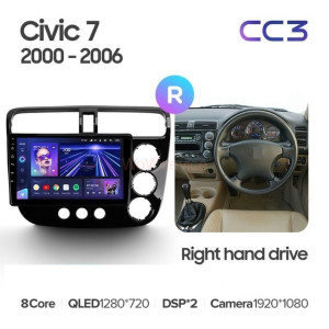 Штатная магнитола Teyes CC3 4/64 Honda Civic 7 (2000-2006) Правый руль