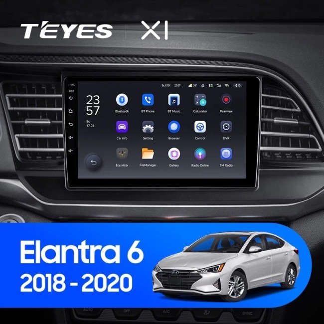 Штатная магнитола Teyes X1 4G 2/32 Hyundai Elantra 6 (2018-2020) Тип-B