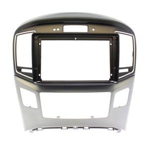 Рамка магнитолы 9.0" (цв.Черный и Серебристый) для HYUNDAI H-1, Starex, i800, iLoad, iMax 2015+ только с версией часов