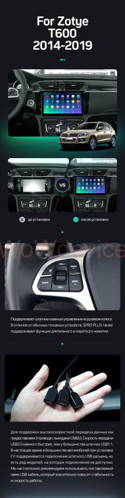 Штатная магнитола Teyes SPRO Plus 4/32 Zotye T600 (2014-2019)