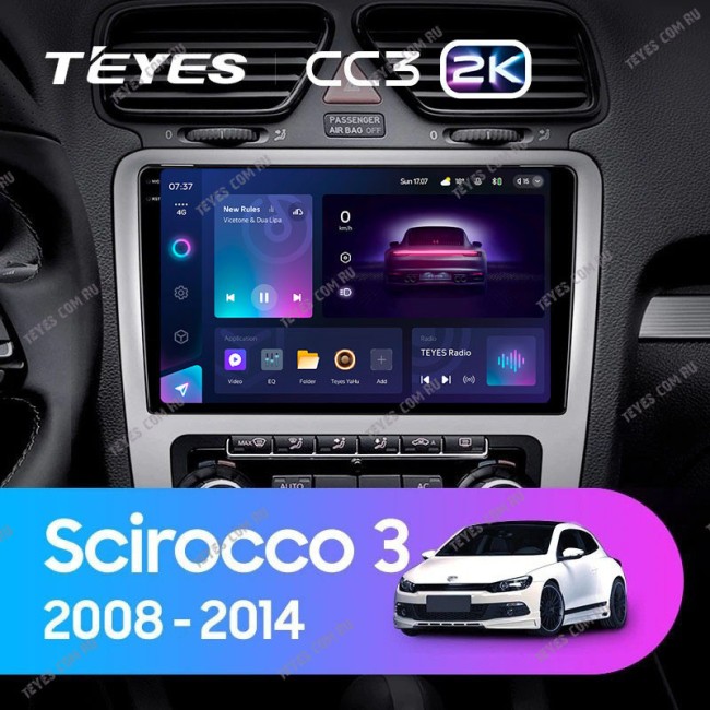 Штатная магнитола Teyes CC3 2K 3/32 Volkswagen Scirocco 3 (2008-2014) F3 (Серая)