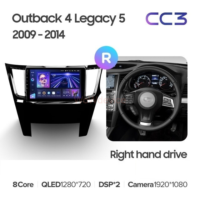 Штатная магнитола Teyes CC3 4/64 Subaru Outback 4 BR (2009-2014) Правый руль