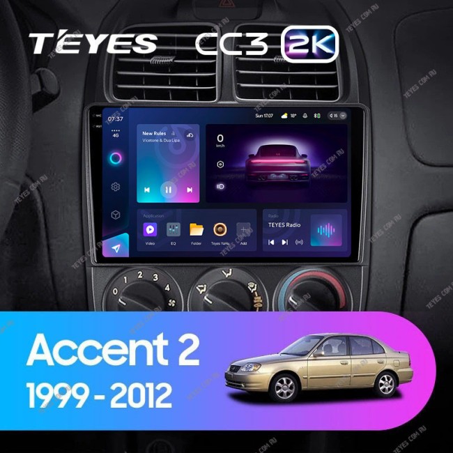Штатная магнитола Teyes CC3 2K 6/128 Hyundai Accent II LC2 (1999-2012)