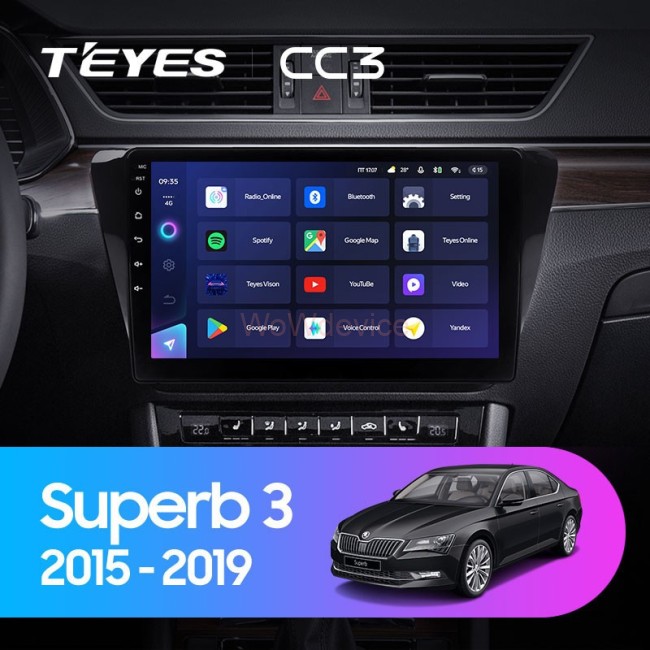 Штатная магнитола Teyes CC3L 4/32 Skoda Superb 3 (2015-2019)