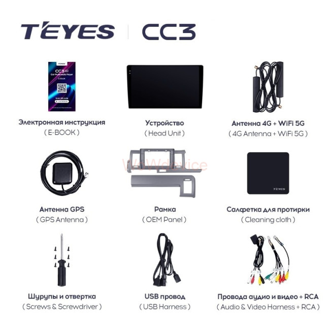 Штатная магнитола Teyes CC3 360 6/128 Toyota Hiace H200 (2010-2018) Правый руль