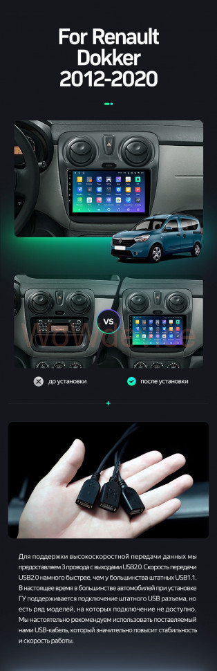 Штатная магнитола Teyes SPRO Plus 6/128 Renault Dokker (2012-2020)