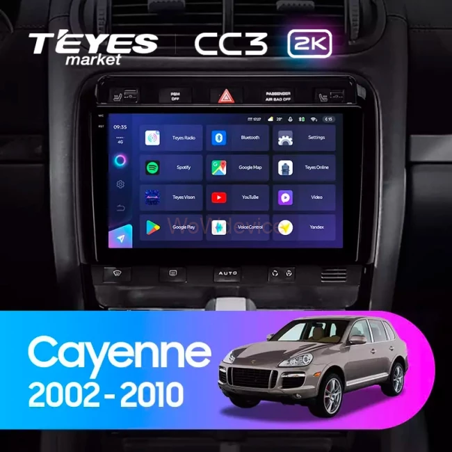 Штатная магнитола Teyes CC3 2K 4/32 Porsche Cayenne I 1 9PA (2002-2010)