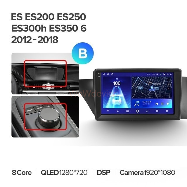 Штатная магнитола Teyes CC2L Plus 2/32 Lexus ES ES200 ES250 ES300h ES350 XV60 VI (2012-2018) Тип-В