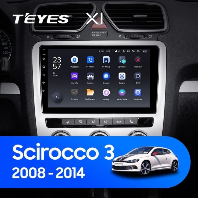 Штатная магнитола Teyes X1 4G 2/32 Volkswagen Scirocco 3 (2008-2014) F4 (Серая)