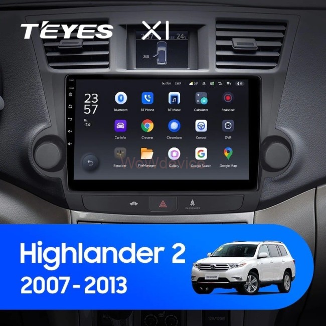 Штатная магнитола Teyes X1 4G 2/32 Toyota Highlander 2 XU40 (2007-2013) 10" Тип-B