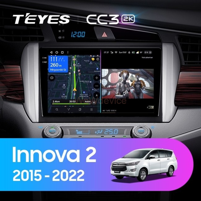 Штатная магнитола Teyes CC3 2K 4/64 Toyota Innova 2 (2015-2022) Левый руль