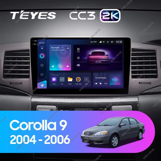 Штатная магнитола Teyes CC3 2K 3/32 Toyota Corolla 9 E120 (2004-2006)