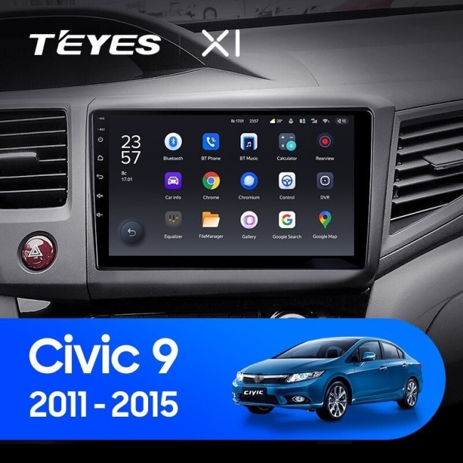 Штатная магнитола Teyes X1 4G 2/32 Honda Civic 9 FB FK FD (2011-2015)