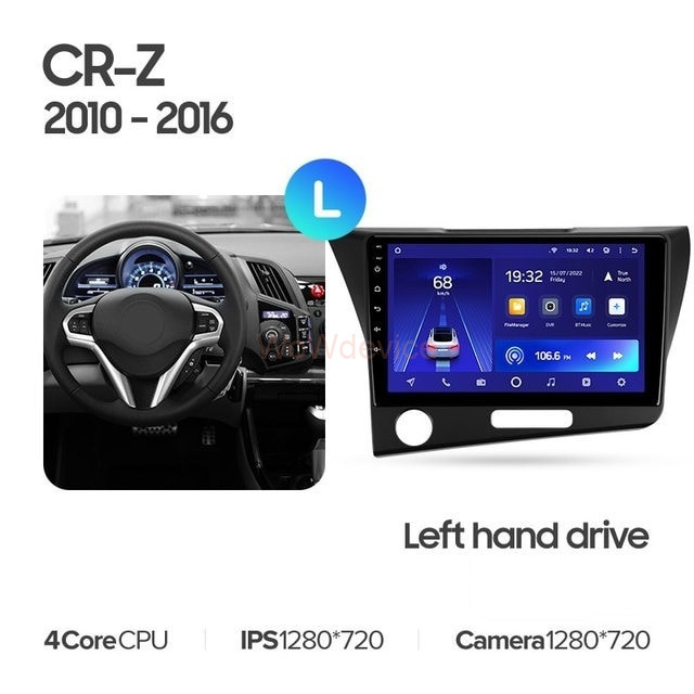 Штатная магнитола Teyes CC2L Plus 1/16 Honda CR-Z 1 (2010-2016) Левый руль