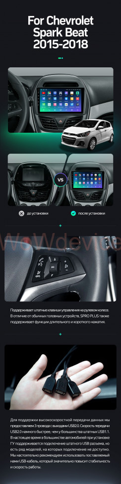 Штатная магнитола Teyes SPRO Plus 4/64 Chevrolet Spark Beat (2015-2018) F2