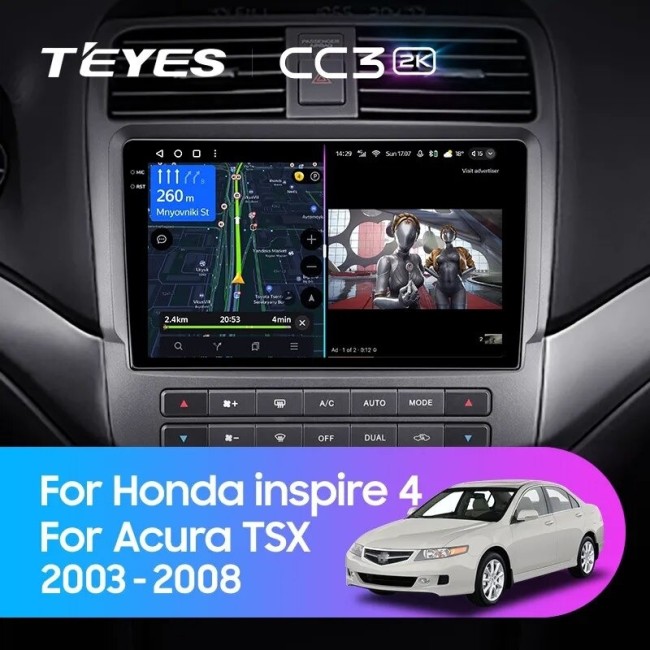 Штатная магнитола Teyes CC3 2K 360 6/128 Acura TSX (2003-2008)