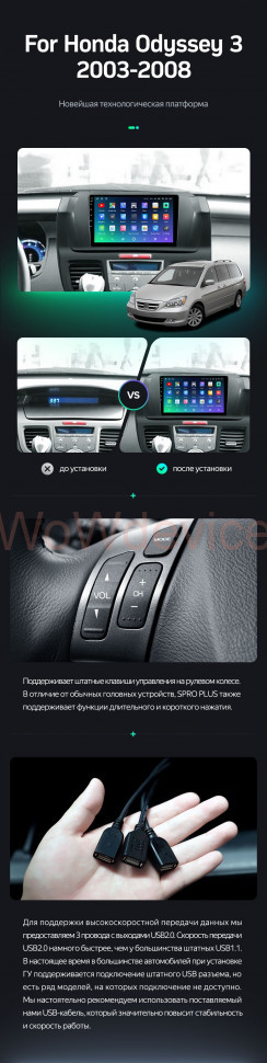 Штатная магнитола Teyes SPRO Plus 4/64 Honda Odyssey 3 RL3 RL4 (2003-2008)