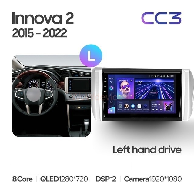 Штатная магнитола Teyes CC3 6/128 Toyota Innova 2 (2015-2022) Левый руль