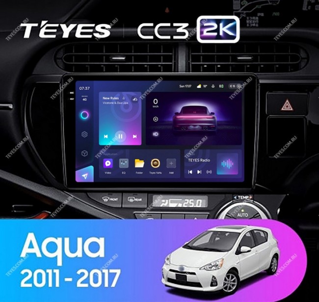 Штатная магнитола Teyes CC3 2K 4/64 Toyota Aqua (2011-2017) правый руль