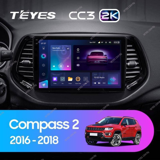 Штатная магнитола Teyes CC3 2K 4/64 Jeep Compass 2 MP (2016-2018)