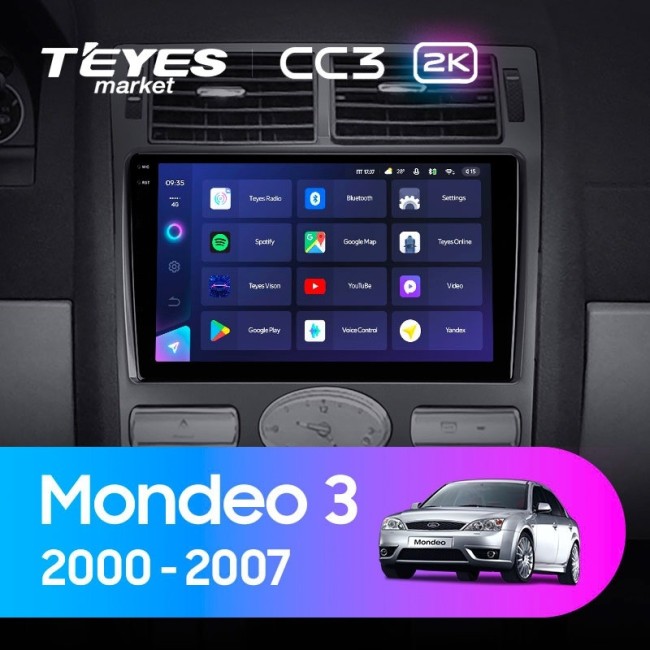 Штатная магнитола Teyes CC3 2K 6/128 Ford Mondeo 3 (2000-2007) F1