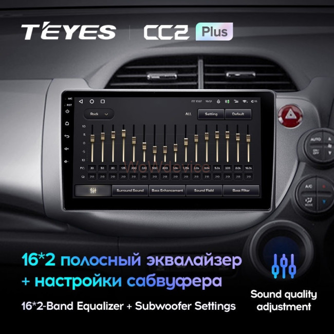 Штатная магнитола Teyes CC2L Plus 1/16 Honda Jazz 2 GG (2007-2014) Правый руль