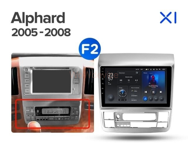Штатная магнитола Teyes X1 4G 2/32 Toyota Alphard 1 H10 (2005-2008) F2