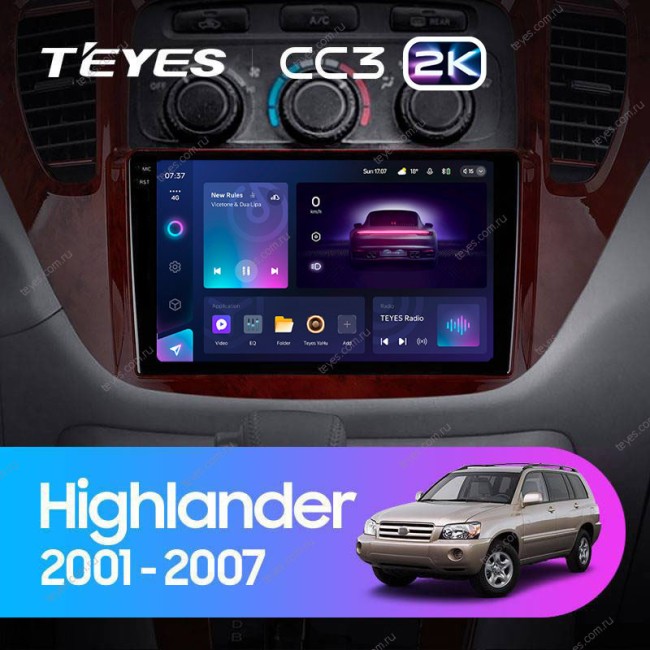 Штатная магнитола Teyes CC3 2K 3/32 Toyota Highlander 1 XU20 (2001-2007)