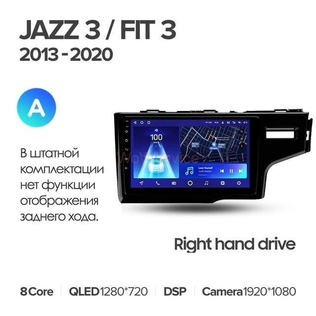 Штатная магнитола Teyes CC2L Plus 1/16 Honda Jazz 3 (2015-2020) (правый руль) Тип-А