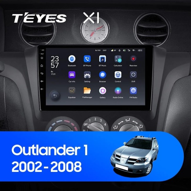 Штатная магнитола Teyes X1 4G 2/32 Mitsubishi Outlander 1 (2002-2008) Тип-A