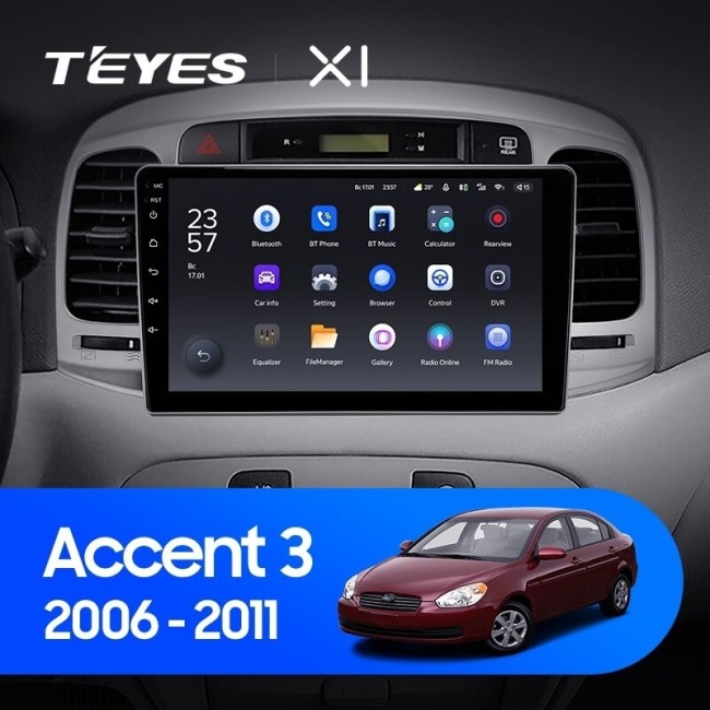 Штатная магнитола Teyes X1 4G 2/32 Hyundai Accent 3 (2006-2011)
