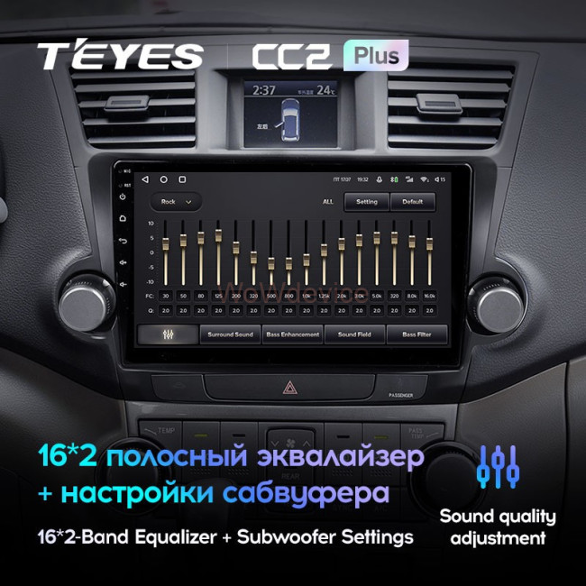 Штатная магнитола Teyes CC2L Plus 1/16 Toyota Highlander 2 XU40 (2007-2013) 10" диагональ Тип-A