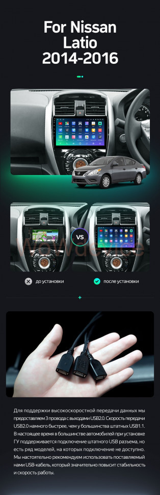 Штатная магнитола Teyes SPRO Plus 6/128 Nissan Latio N17 (2014-2016) Правый руль