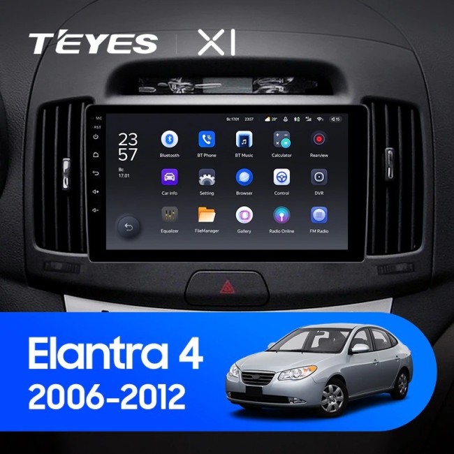 Штатная магнитола Teyes X1 4G 2/32 Hyundai Elantra 4 HD (2006-2012)