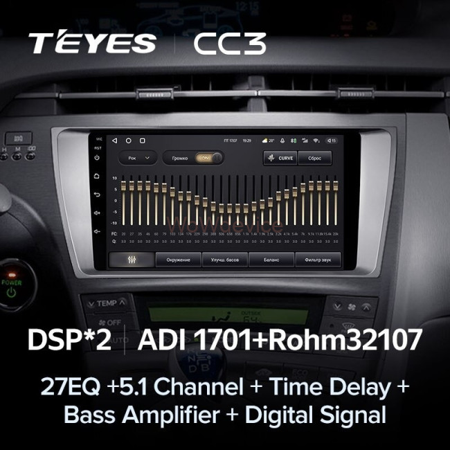 Штатная магнитола Teyes CC3 6/128 Toyota Prius 3 XW30 (2009-2015) Правый руль