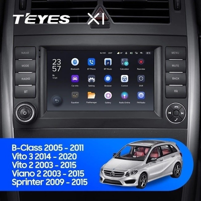 Штатная магнитола Teyes X1 4G 2/32 Mercedes-Benz Vito 3 W447 (2014-2020) 7"