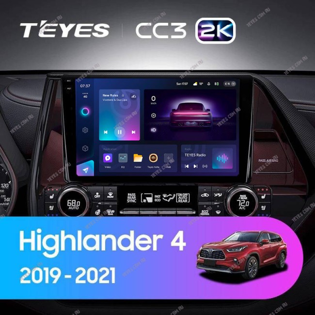 Штатная магнитола Teyes CC3 2K 3/32 Toyota Highlander 4 XU70 (2019-2021)