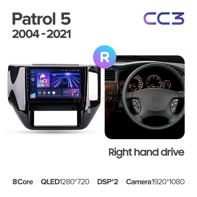 Штатная магнитола Teyes CC3 6/128 Nissan Patrol V 5 Y61 (2004-2021) F3 Правый руль