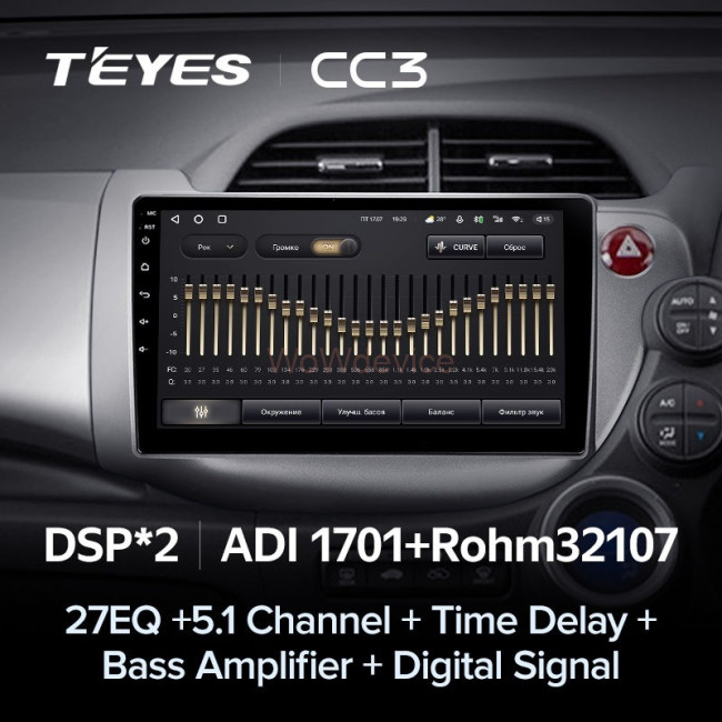 Штатная магнитола Teyes CC3 4/32 Honda Jazz 2 GG (2007-2014) Правый руль