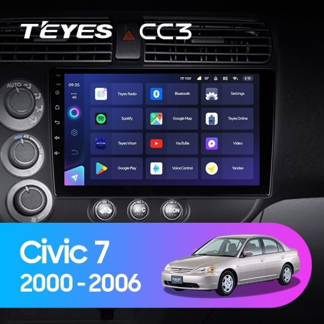 Штатная магнитола Teyes CC3 6/128 Honda Civic 7 (2000-2006)
