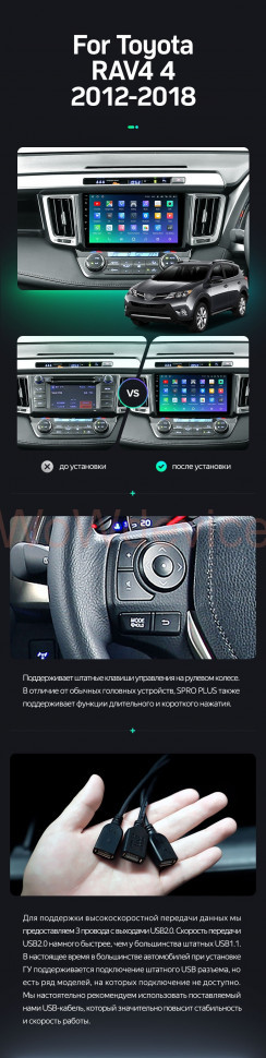 Штатная магнитола Teyes SPRO Plus 6/128 Toyota RAV4 4 XA40 5 XA50 (2012-2018) Правый руль