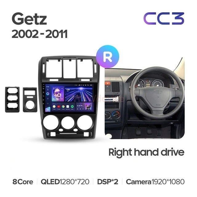Штатная магнитола Teyes CC3 360 6/128 Hyundai Getz (2002-2011) Правый руль