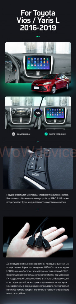 Штатная магнитола Teyes SPRO Plus 4/32 Toyota Yaris L (2016-2019)