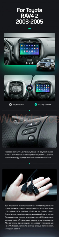 Штатная магнитола Teyes SPRO Plus 4/32 Toyota RAV4 2 CA20 CA20W XA20 (2003-2005) F4