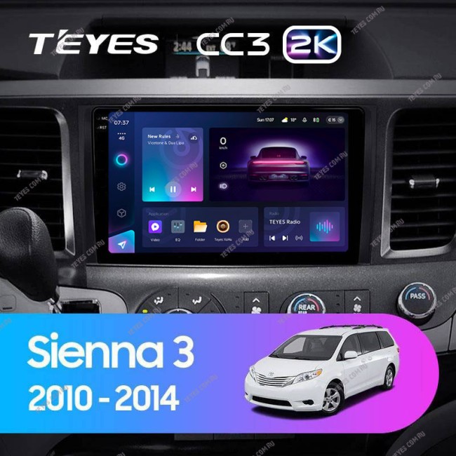 Штатная магнитола Teyes CC3 2K 6/128 Toyota Sienna 3 XL30 (2010-2014)