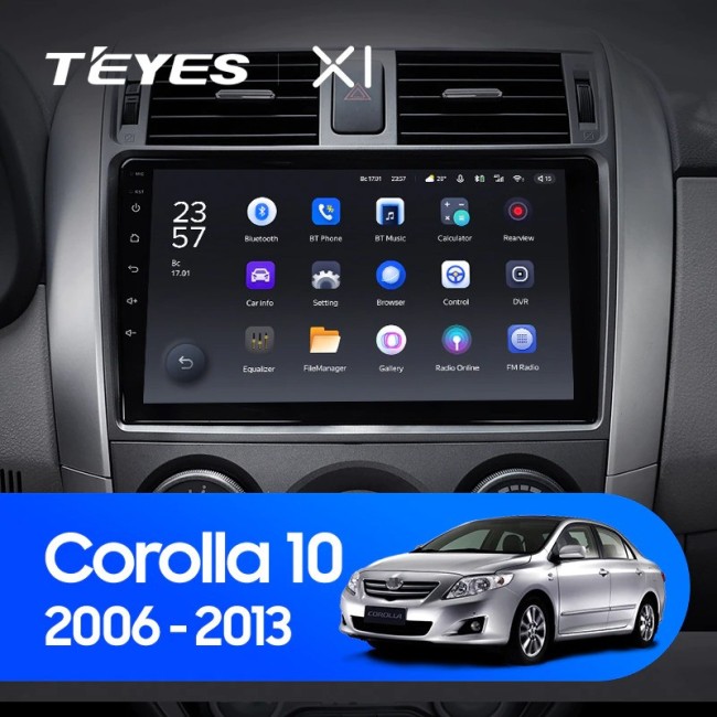 Штатная магнитола Teyes X1 4G 2/32 Toyota Corolla 10 E140 E150 (2006-2013) Тип-A