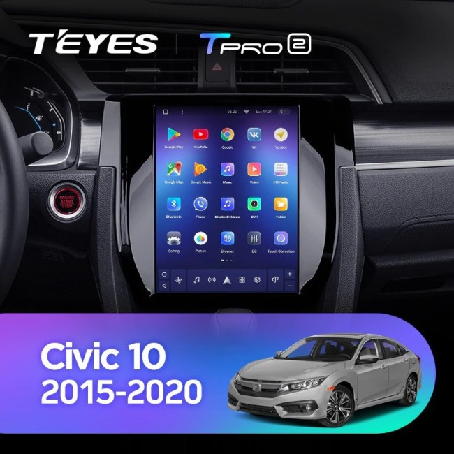 Штатная магнитола Tesla style Teyes TPRO 2 3/32 Honda Civic 10 FC FK 2015-2020