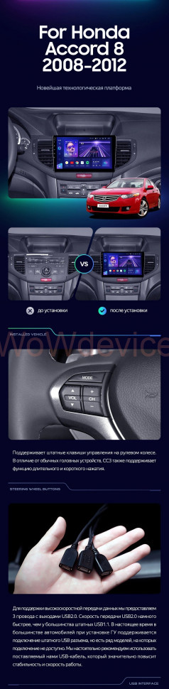 Штатная магнитола Teyes CC3L 4/32 Honda Accord 8 (2008-2012)