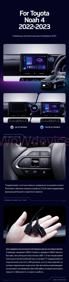 Штатная магнитола Teyes CC3 6/128 Toyota Noah 4 R90 (2022-2023) Правый руль